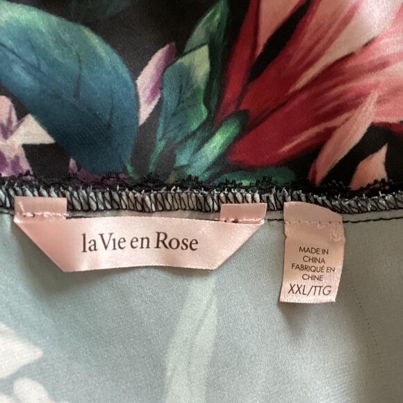 La Vie en Rose Womens Black Floral Satin Blend Lingerie Chemise XXL Babydoll - Picture 8 of 9